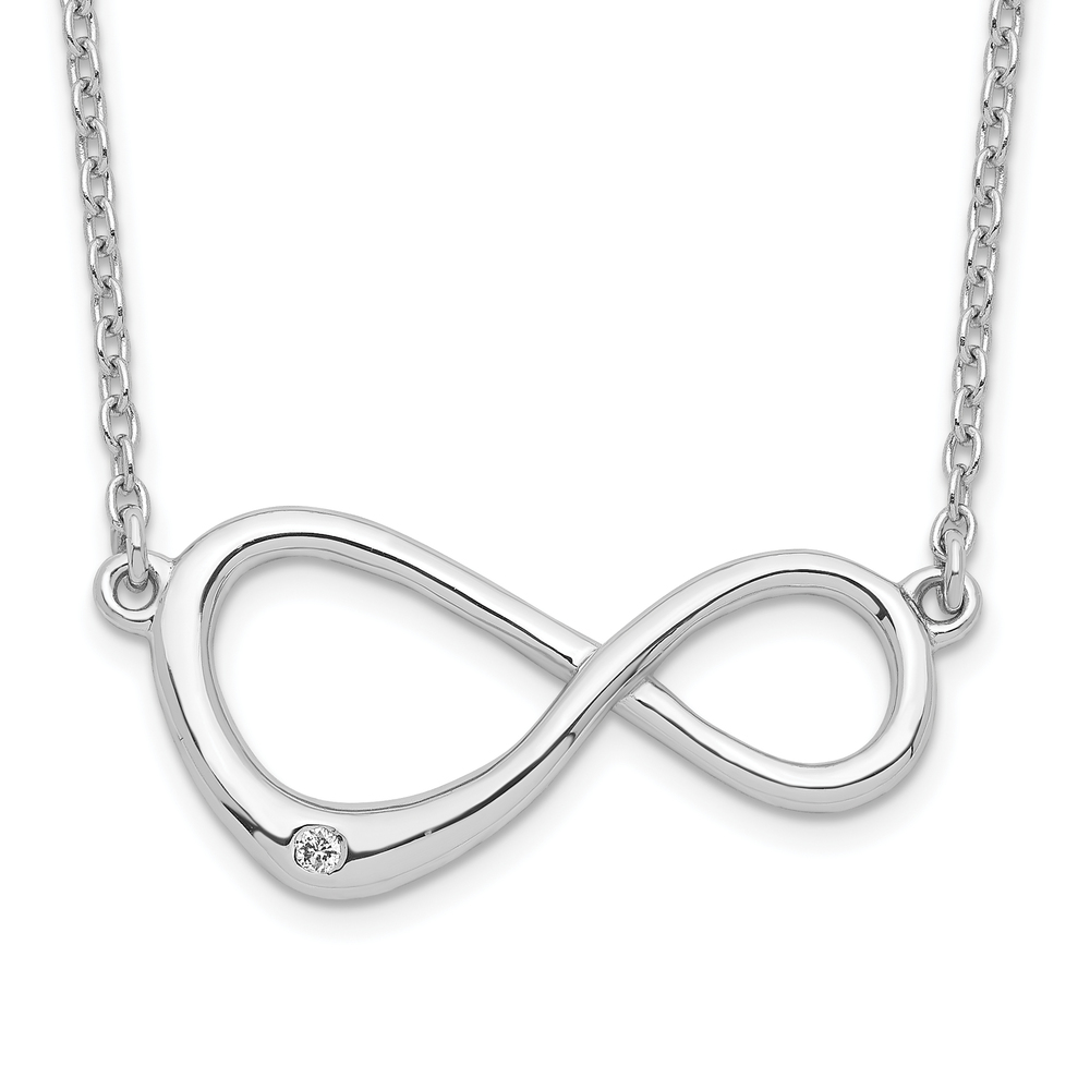 925 Sterling Silver Rhodium-plated 16 Inch Diamond Infinity Symbol Necklace